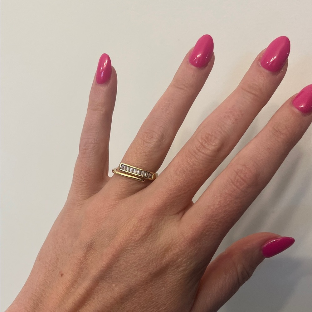 Zara Gold Band Ring with Silver Accents